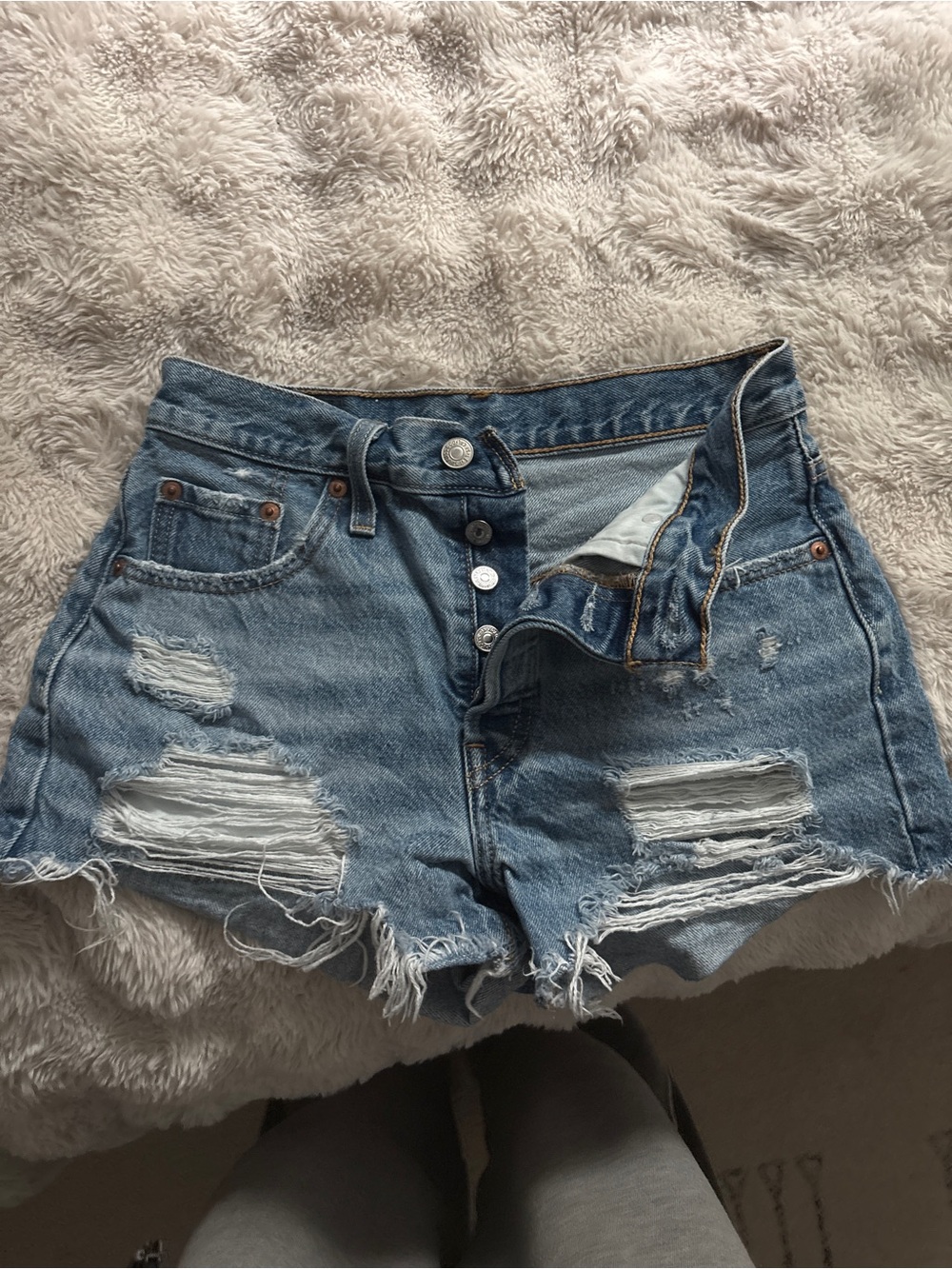 Levi's Light Blue Distressed Denim Cutoff Shorts Like New